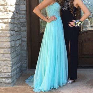 Sherri Hill Light Blue Beaded Strapless Prom/ Pageant Dress